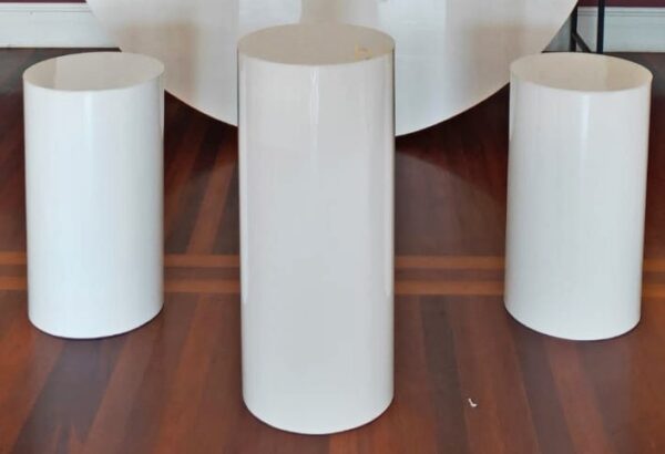 3 White Acrylic Plinths