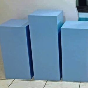 3 baby blue plinths