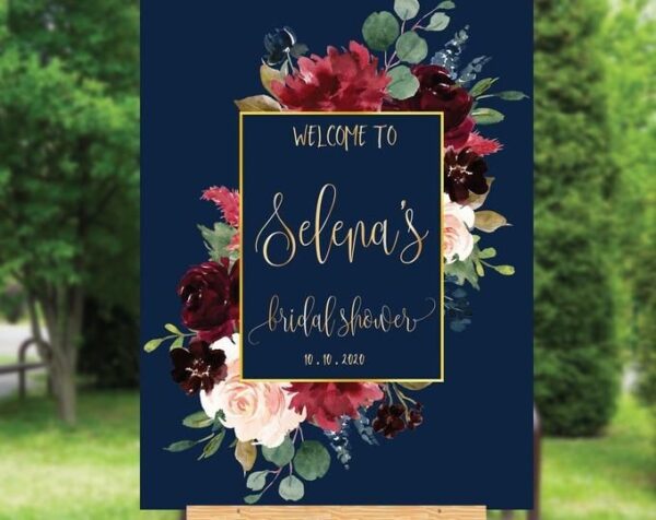 Bridal Shower Paper Welcome Sign on Corflute board