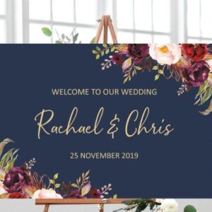 Wedding Paper Welcome Sign on Corflute board