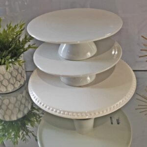 White Ceramic Cake Stand package